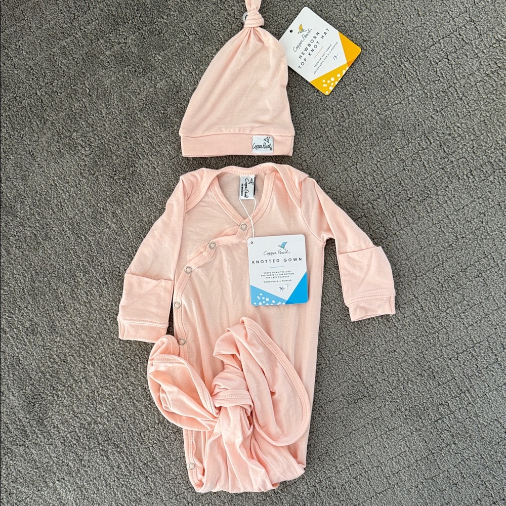 Charming Kids Pink Knotted Gown and Hat Set